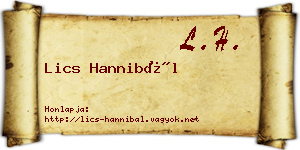 Lics Hannibál névjegykártya